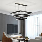 Tiered Black Square Pendant Lamp for Living Room