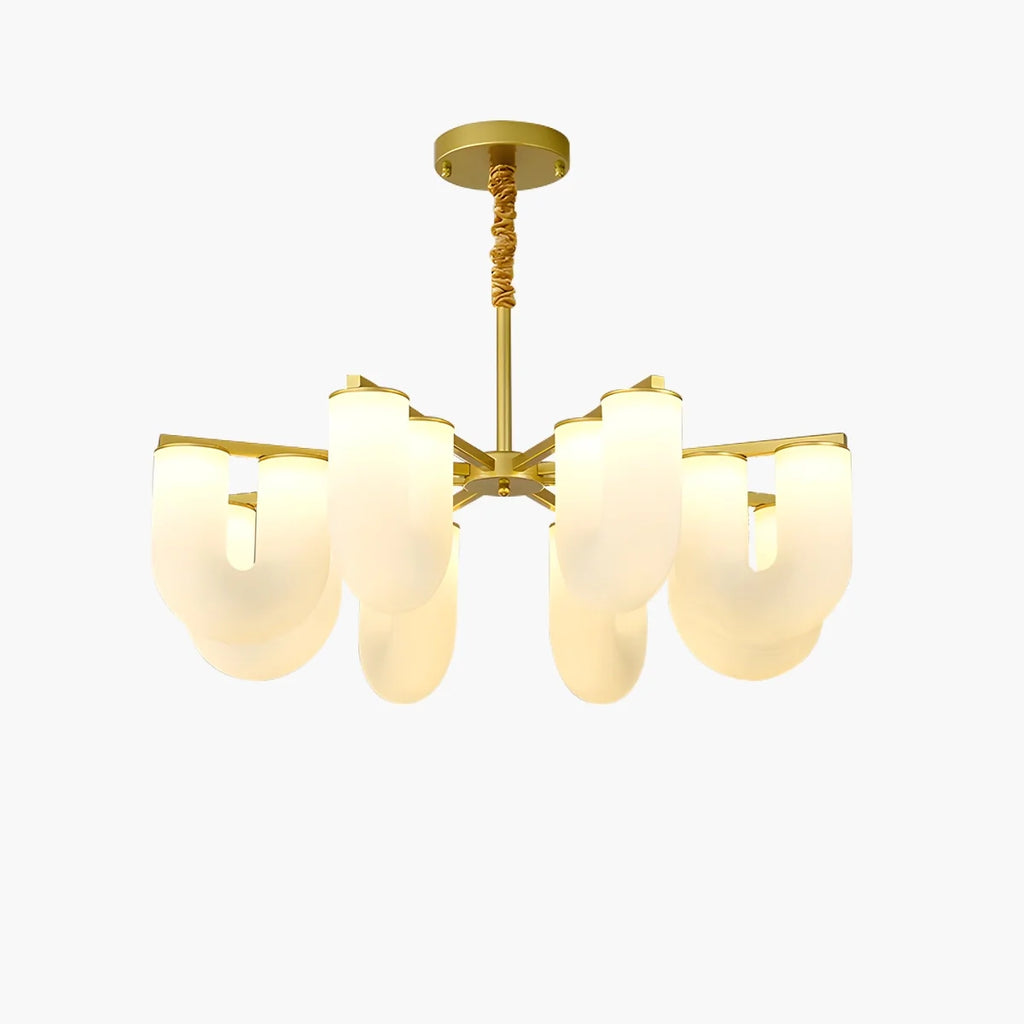 U-Shaped Milk Glass Chandelier