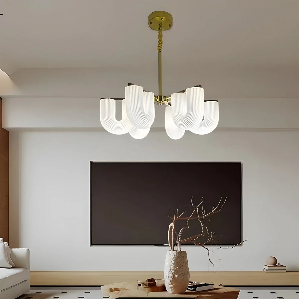 U-Shaped Milk Glass Chandelier