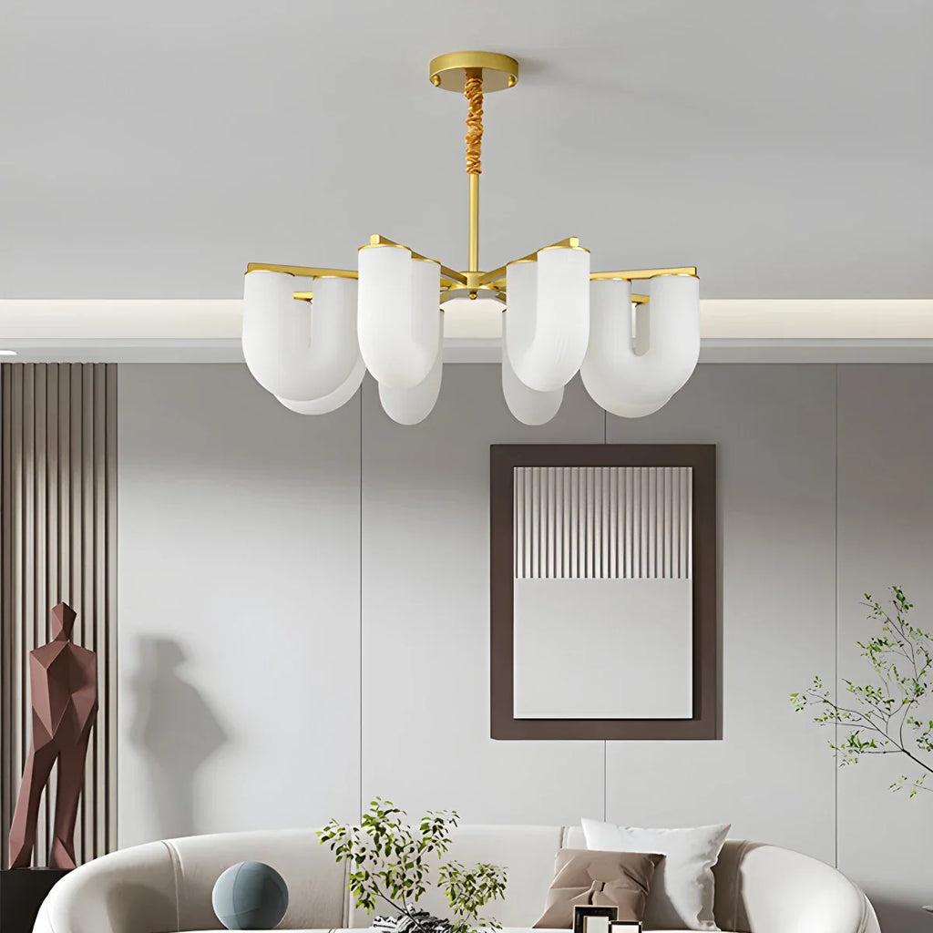 U-Shaped Milk Glass Chandelier