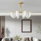 U-Shaped Milk Glass Chandelier