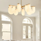 U-Shaped Milk Glass Chandelier