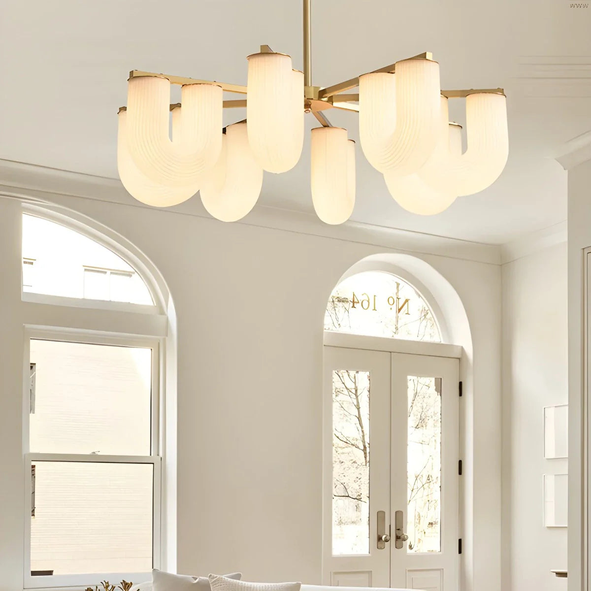 U-Shaped Milk Glass Chandelier