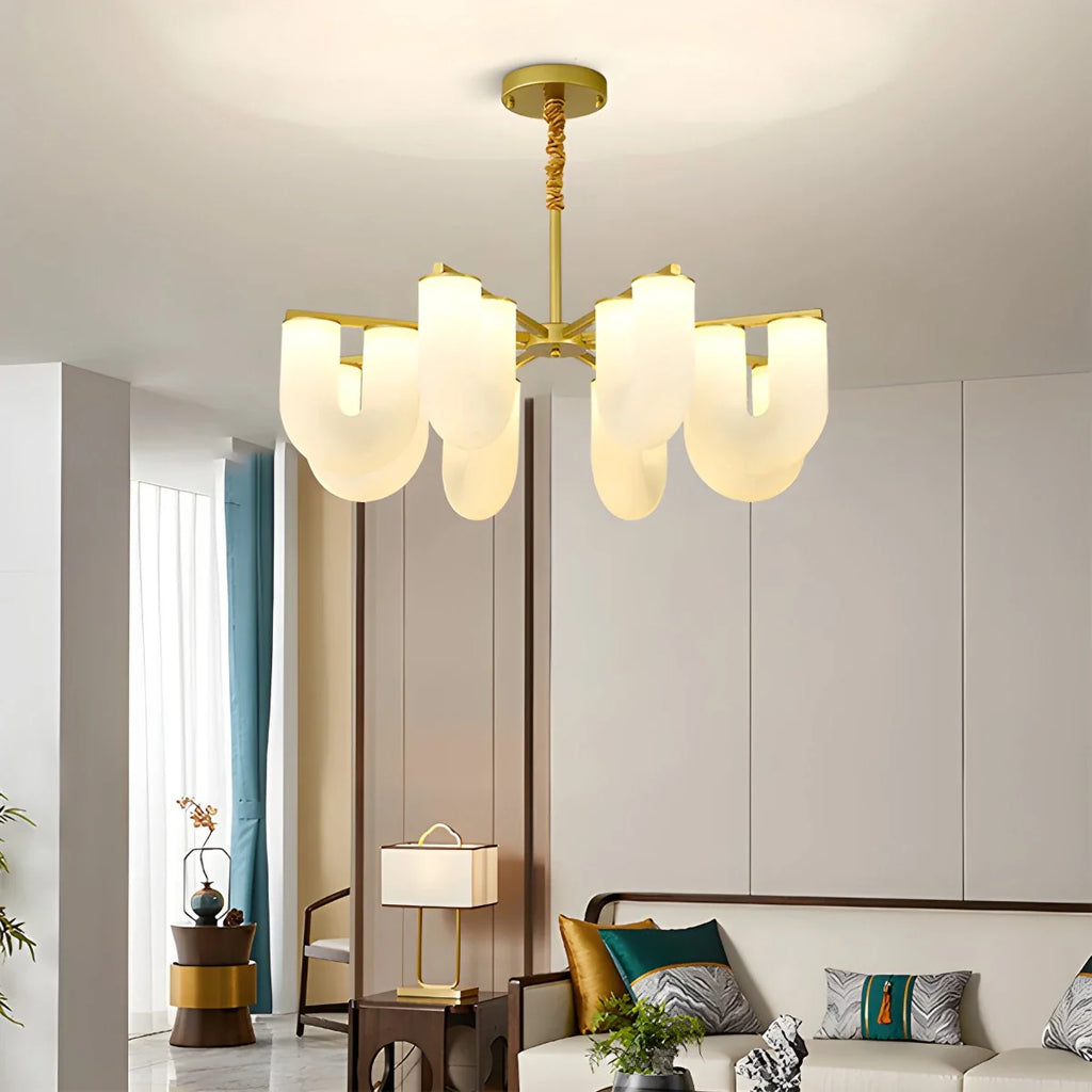 U-Shaped Milk Glass Chandelier