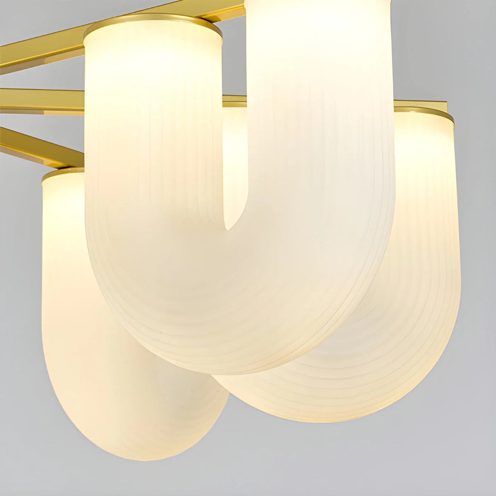 U-Shaped Milk Glass Chandelier