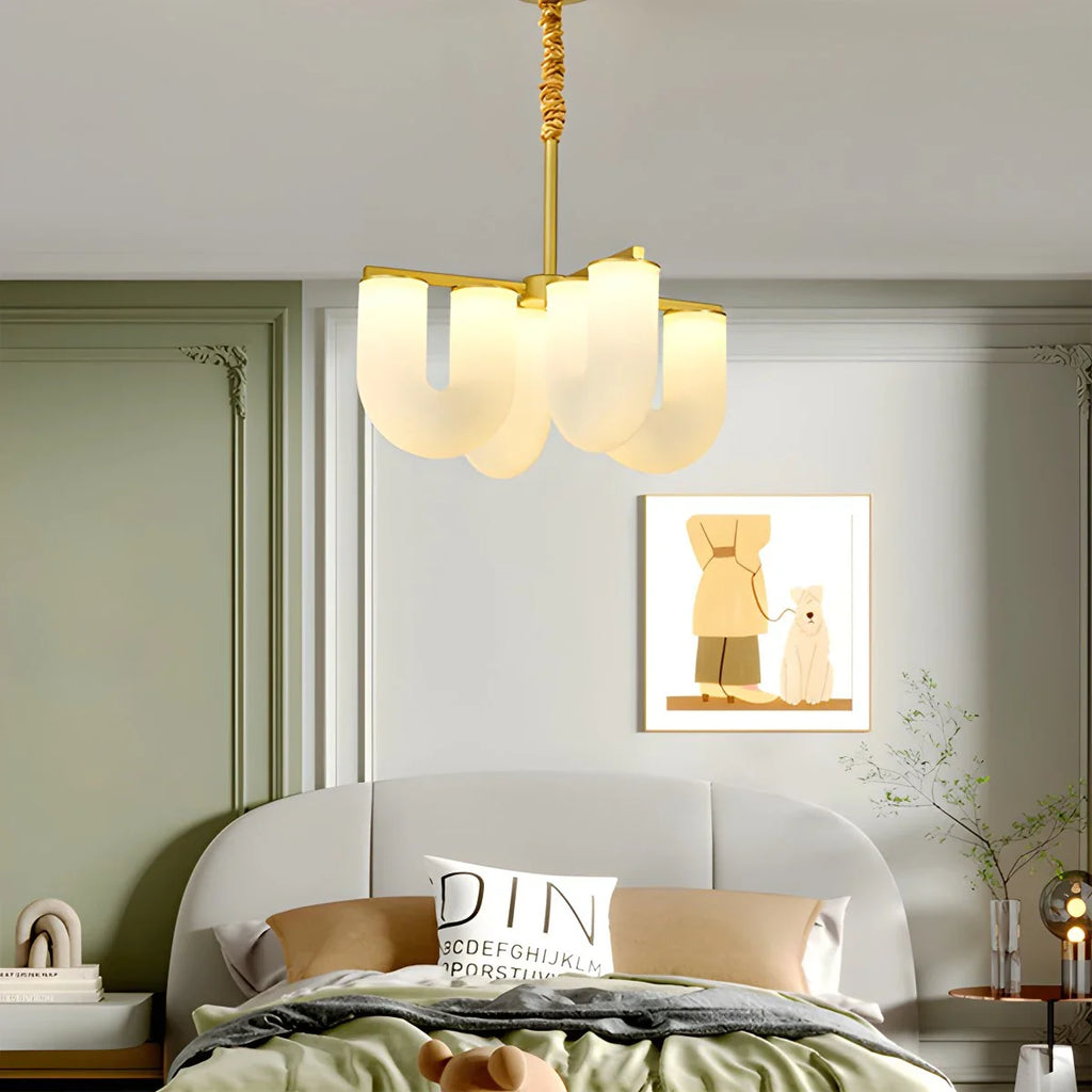 U-Shaped Milk Glass Chandelier