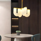 U-Shaped Milk Glass Chandelier