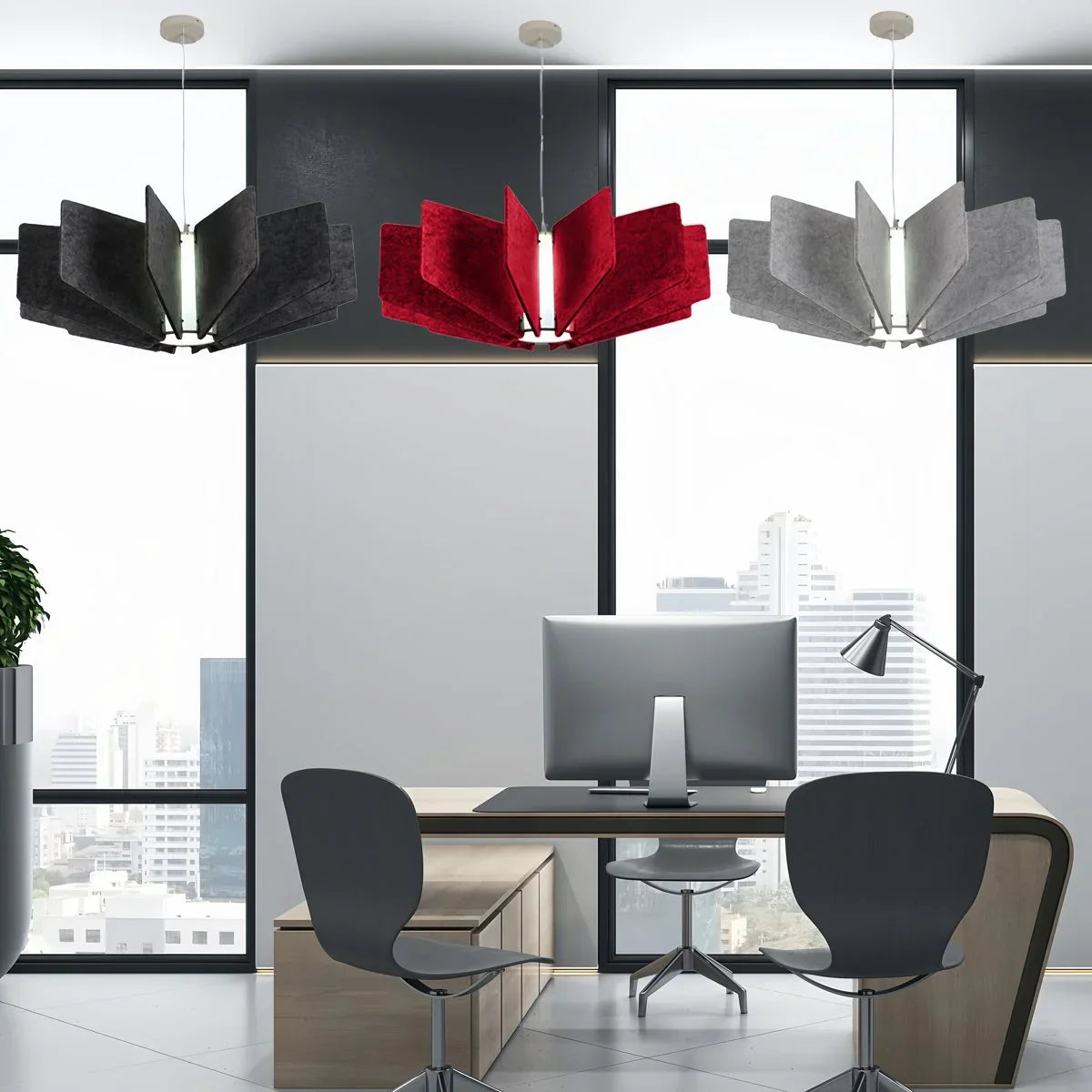 Wing Panel Acoustic Pendant Light for Living Room