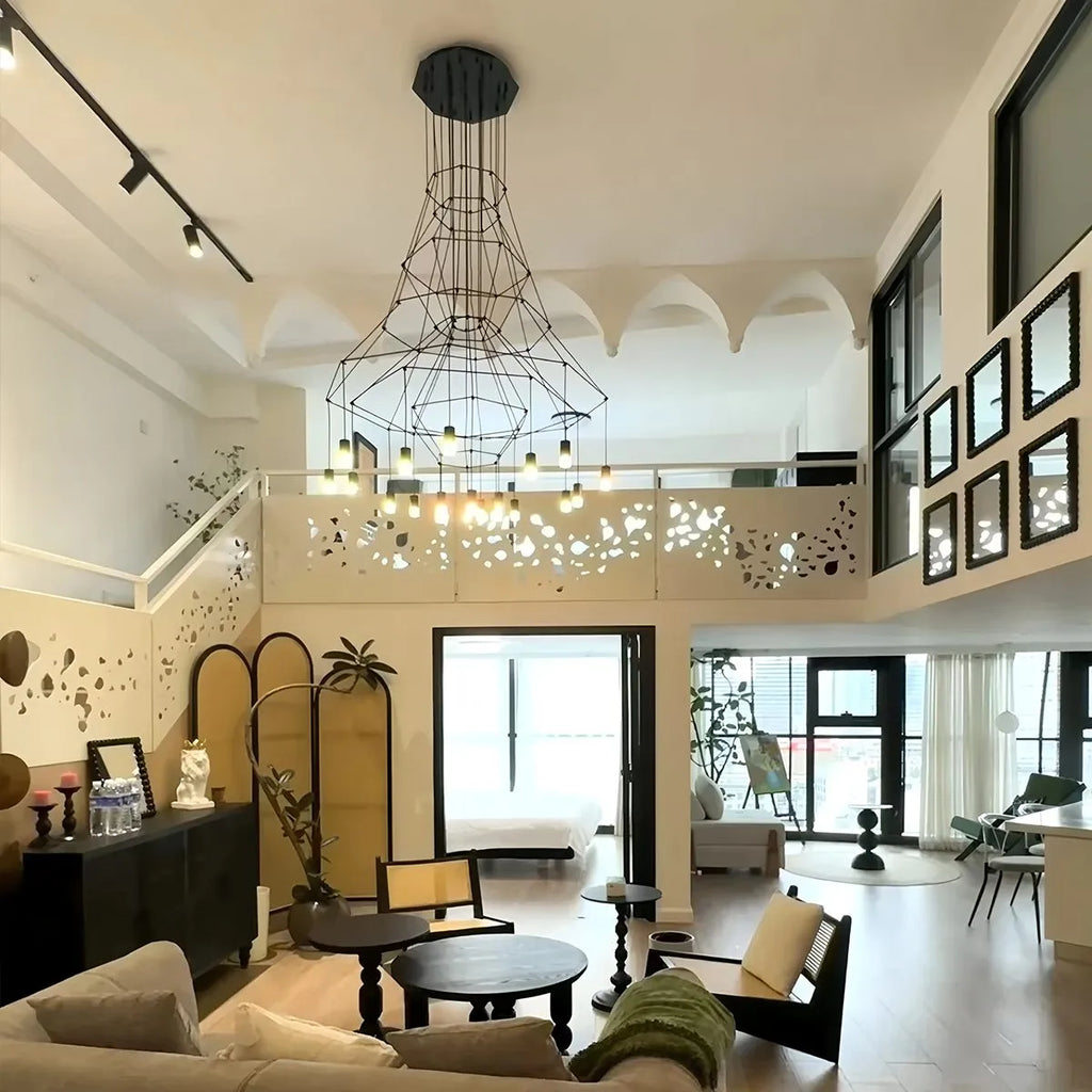 Wire Tiered Sculptural Chandelier