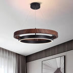 Circular LED Wood Chandelier for Dining Room