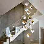 Ice Cube Textured Glass Chandelier