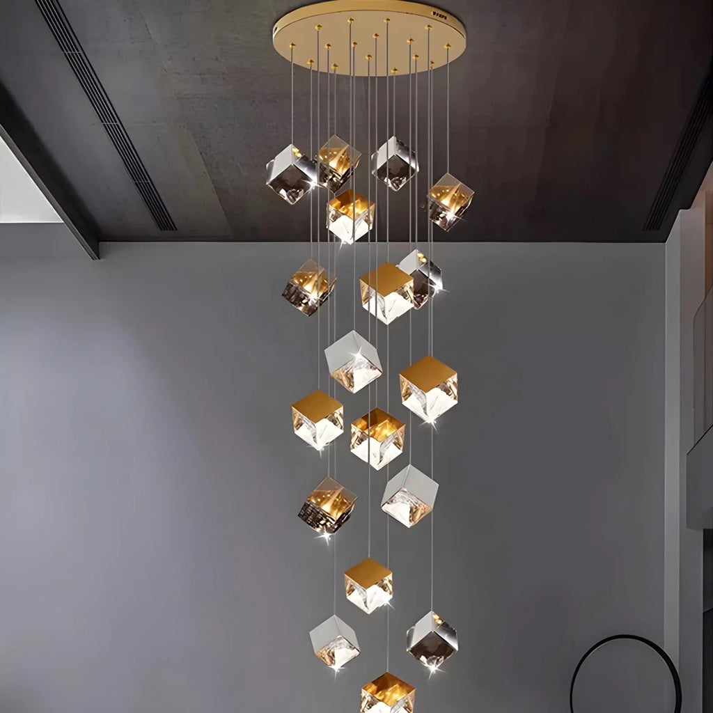 Ice Cube Textured Glass Chandelier