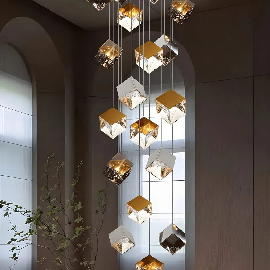 Ice Cube Textured Glass Chandelier