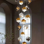 Ice Cube Textured Glass Chandelier