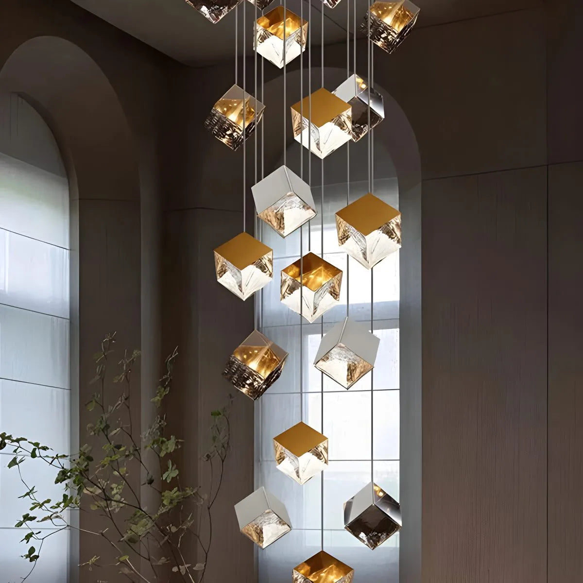 Ice Cube Textured Glass Chandelier