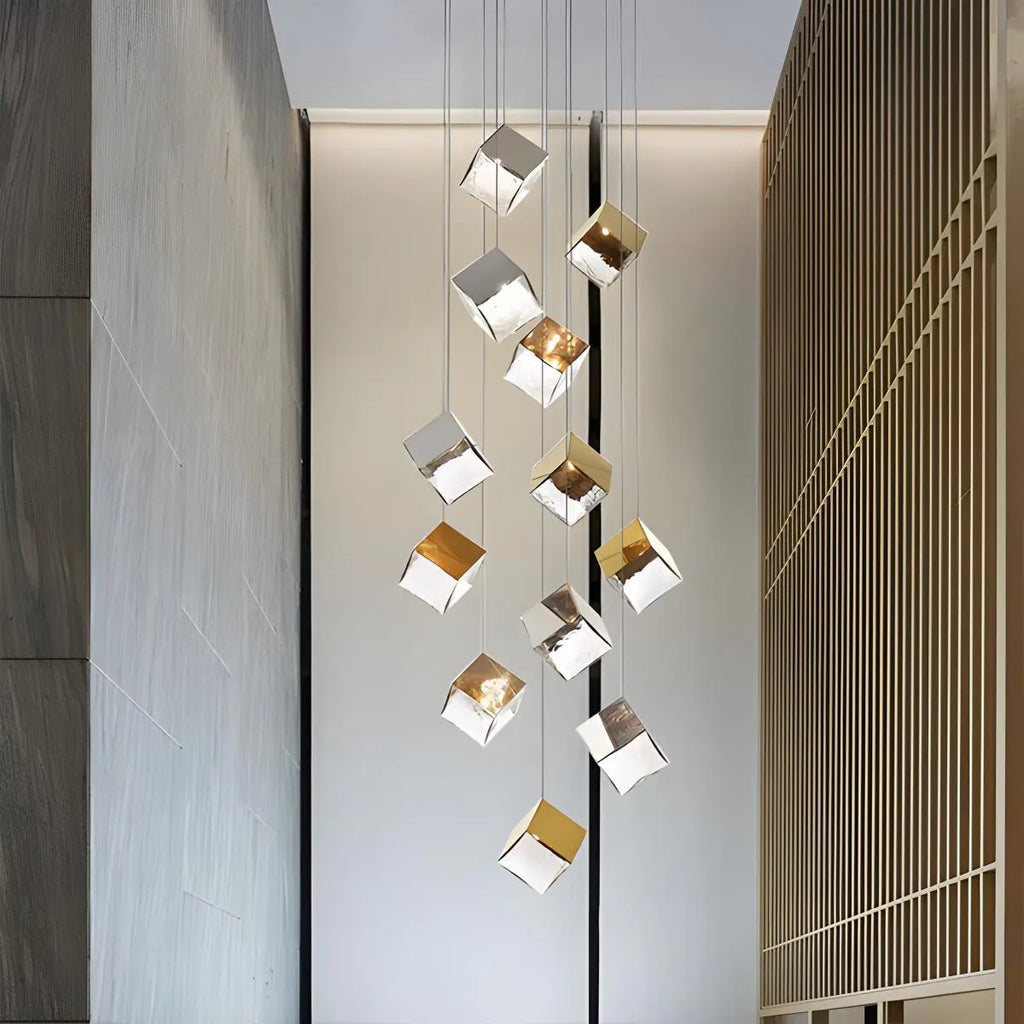 Ice Cube Textured Glass Chandelier