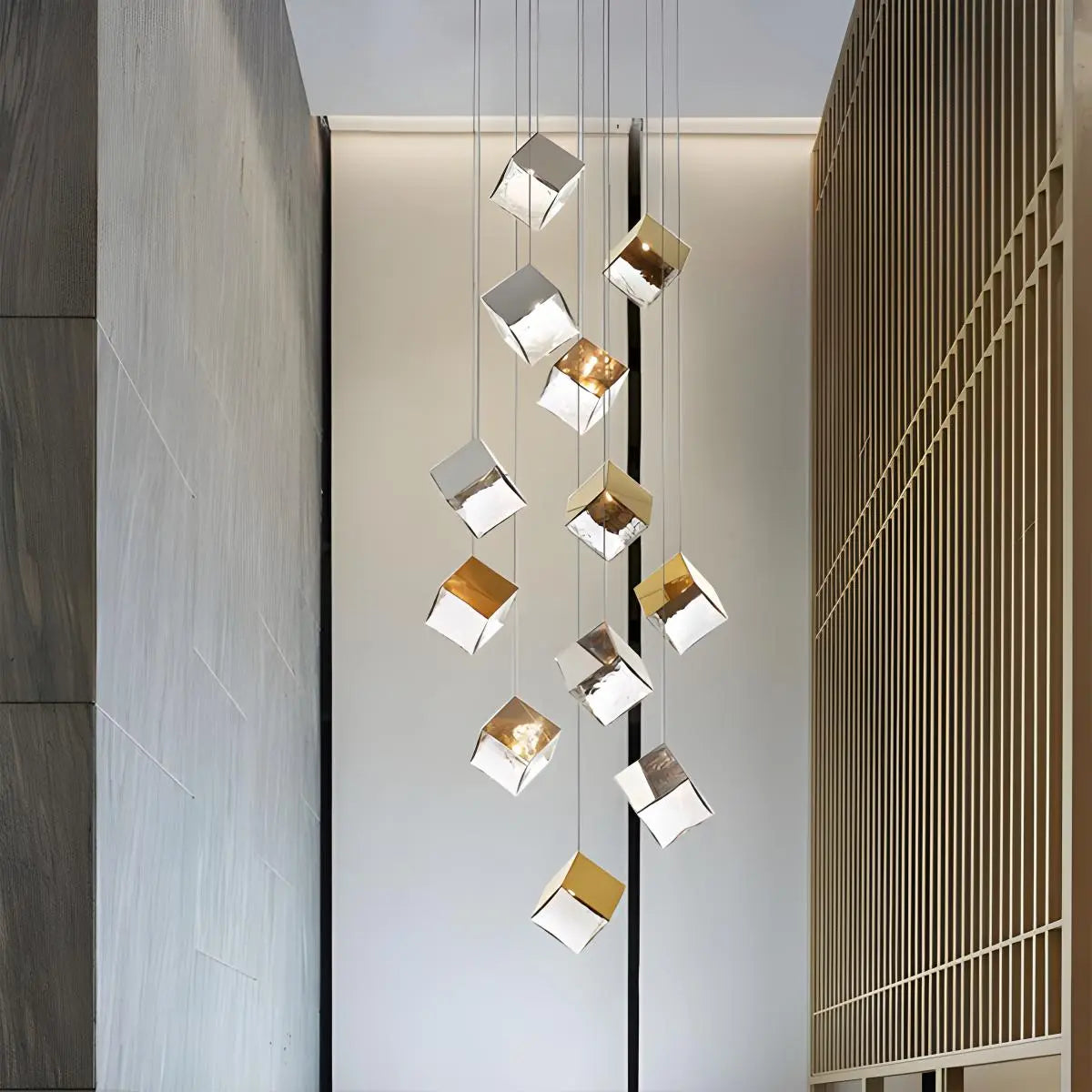 Ice Cube Textured Glass Chandelier