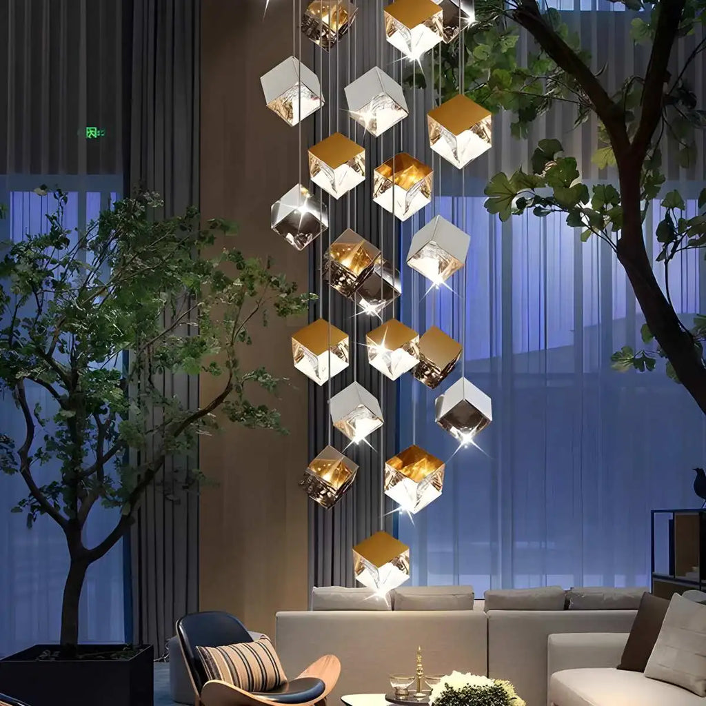 Ice Cube Textured Glass Chandelier