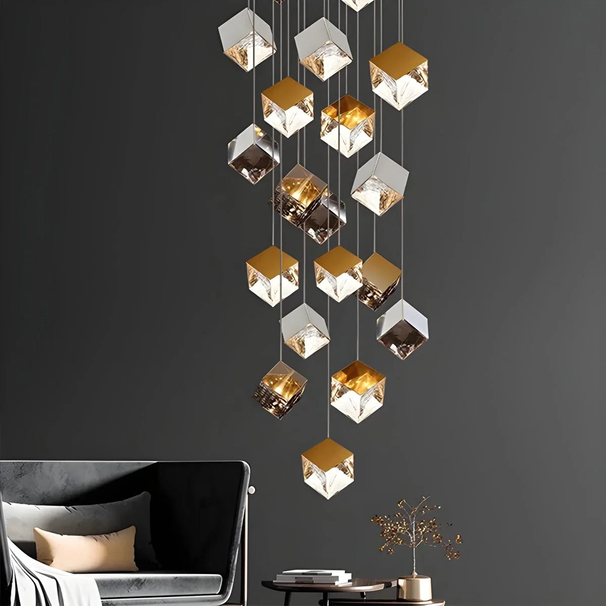 Ice Cube Textured Glass Chandelier