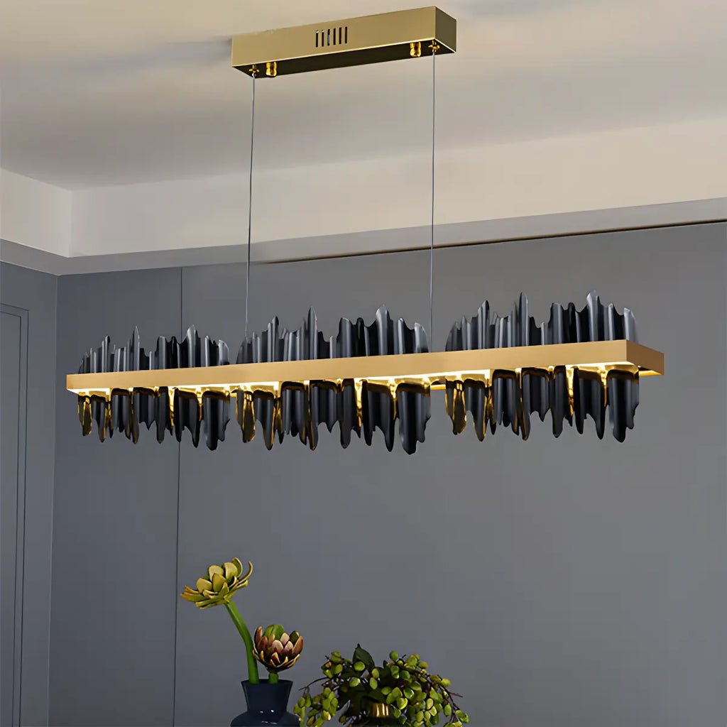 Iceberg Linear Chandelier-Black & Gold