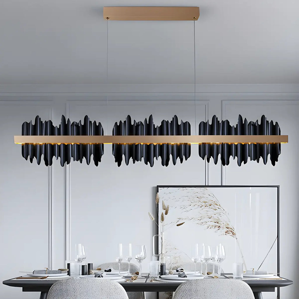 Iceberg Linear Chandelier-Black & Gold