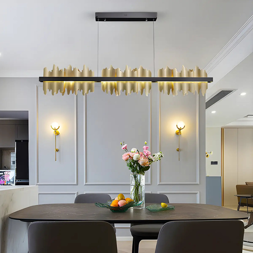 Iceberg Linear Chandelier-Black & Gold