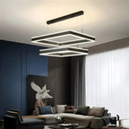 Tiered Black Square Pendant Lamp for Living Room
