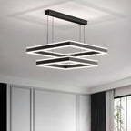 Tiered Black Square Pendant Lamp for Living Room