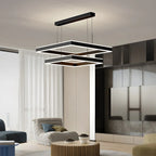 Tiered Black Square Pendant Lamp for Living Room