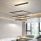 Tiered Black Square Pendant Lamp for Living Room