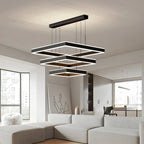 Tiered Black Square Pendant Lamp for Living Room