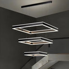 Tiered Black Square Pendant Lamp for Living Room