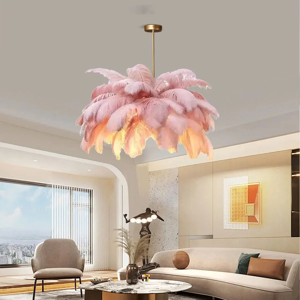 Ostrich Feather Chandelier Multiple Colors Available
