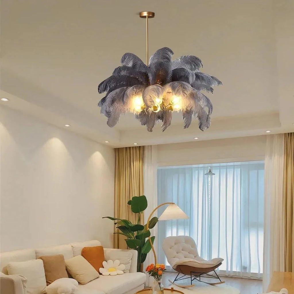 Ostrich Feather Chandelier Multiple Colors Available