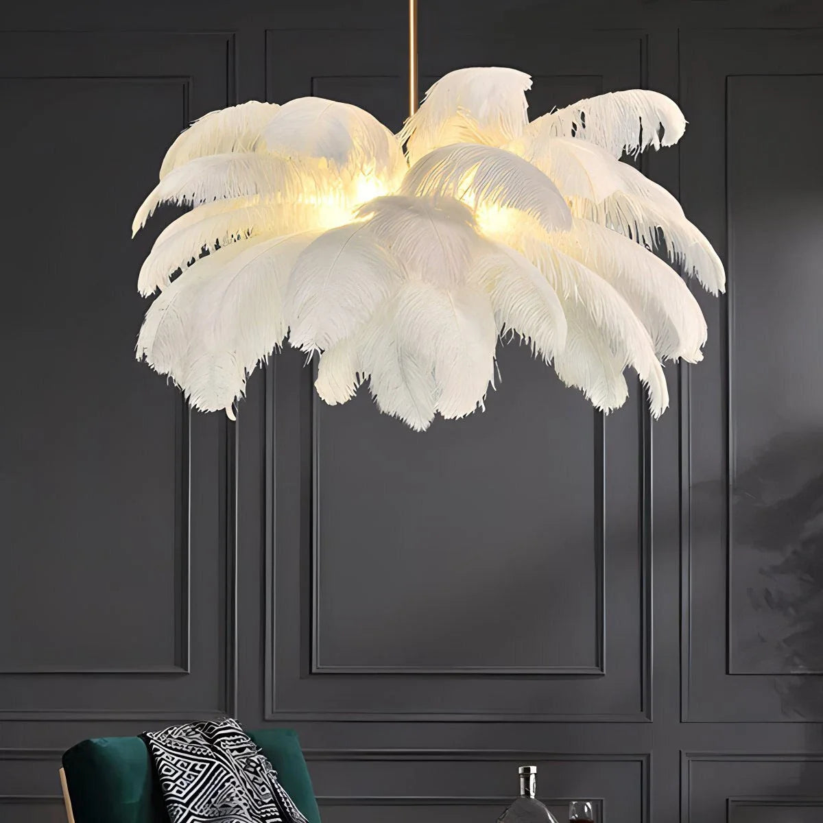 Ostrich Feather Chandelier Multiple Colors Available