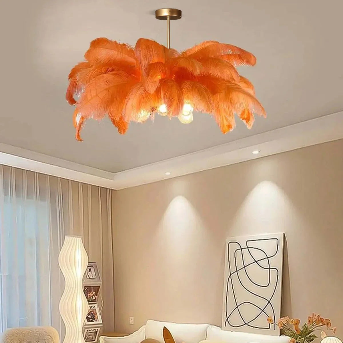Ostrich Feather Chandelier Multiple Colors Available