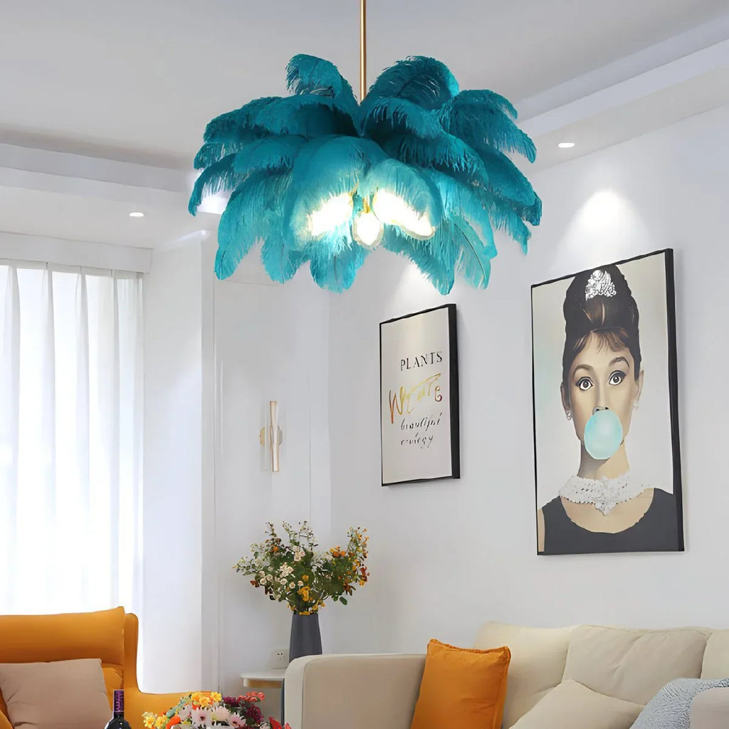 Ostrich Feather Chandelier Multiple Colors Available