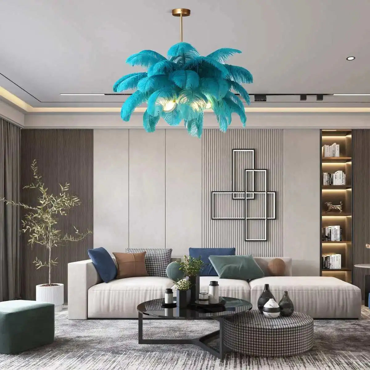 Ostrich Feather Chandelier Multiple Colors Available