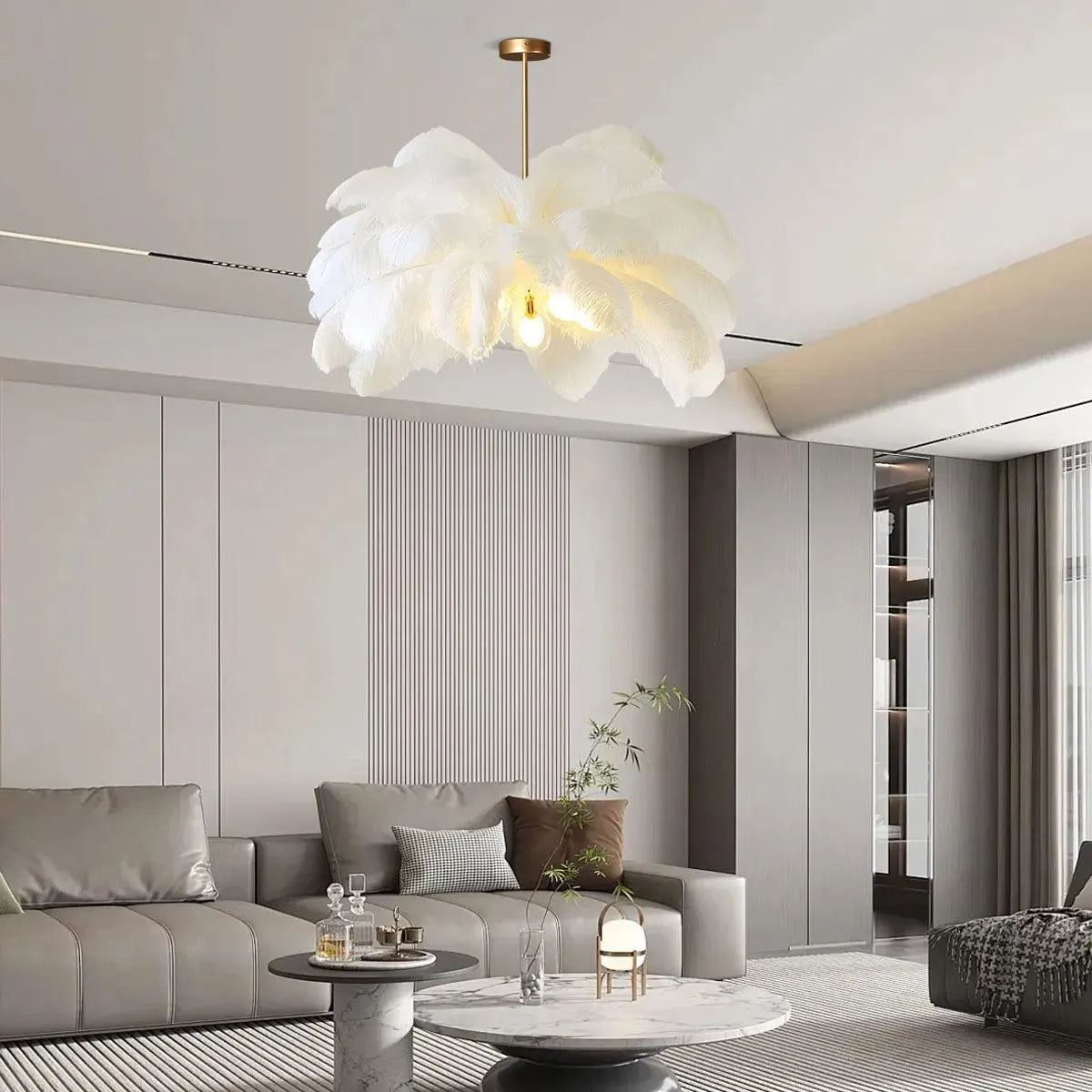 Ostrich Feather Chandelier Multiple Colors Available