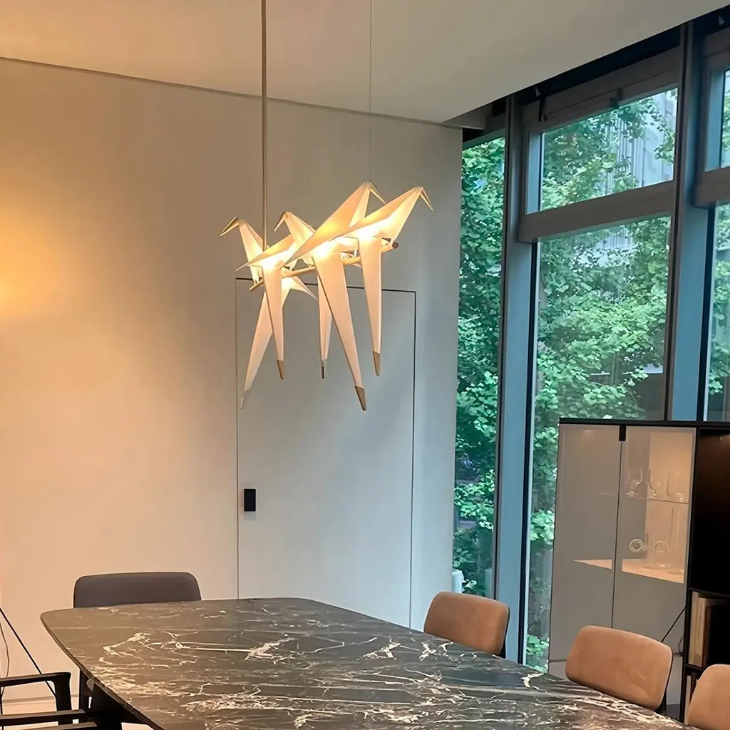 Paper Crane Bird Chandelier for Dining Room