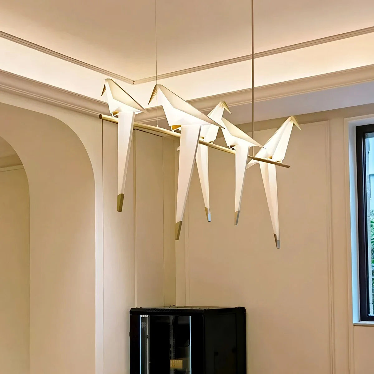 Paper Crane Bird Chandelier for Dining Room