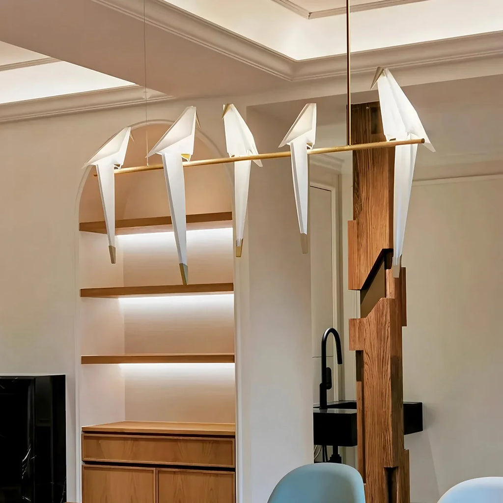 Paper Crane Bird Chandelier for Dining Room