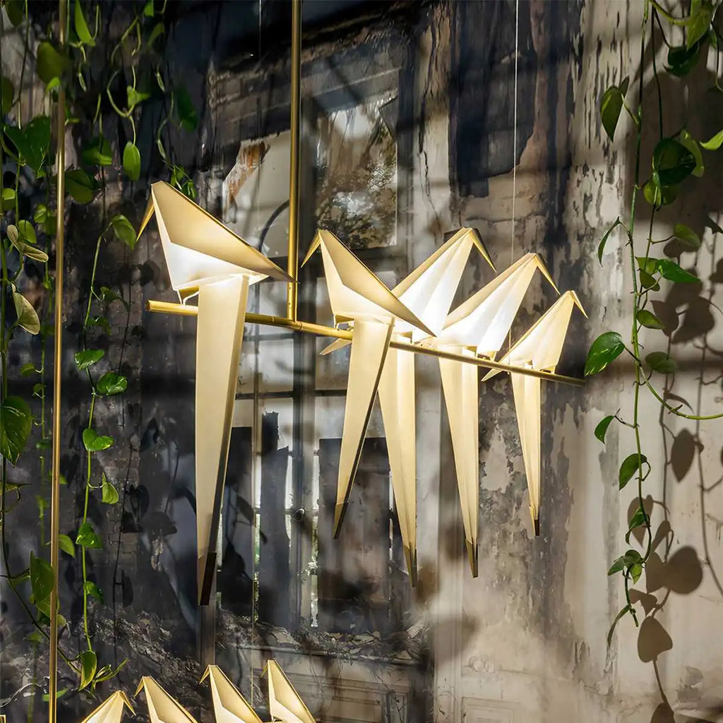 Paper Crane Bird Chandelier for Dining Room