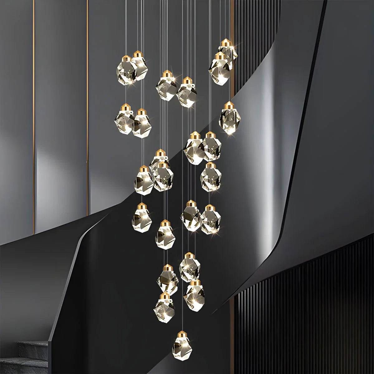 Rock Crystal Rain Chandelier for Living Room