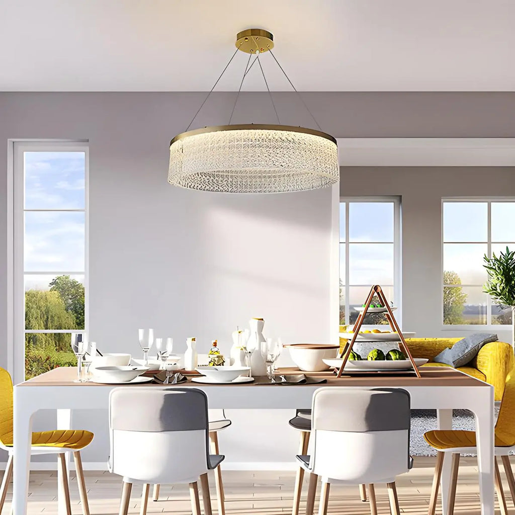 Round Halo Crystal Chandelier for Living Room