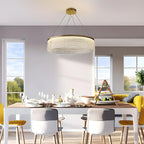 Round Halo Crystal Chandelier for Living Room