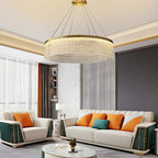Round Halo Crystal Chandelier for Living Room