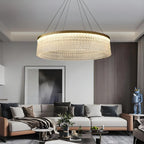 Round Halo Crystal Chandelier for Living Room