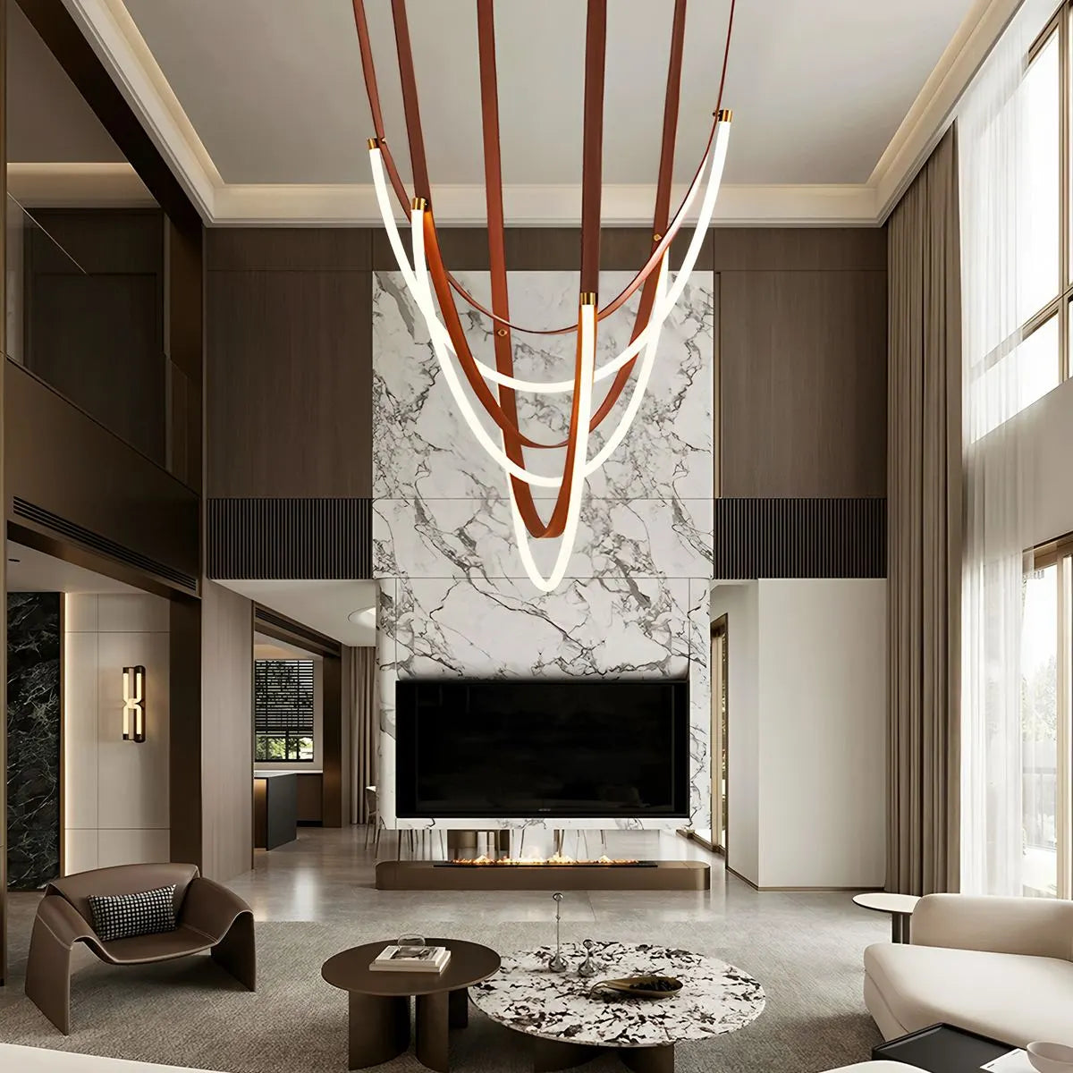 Shalom Leather Chandelier for Staircase