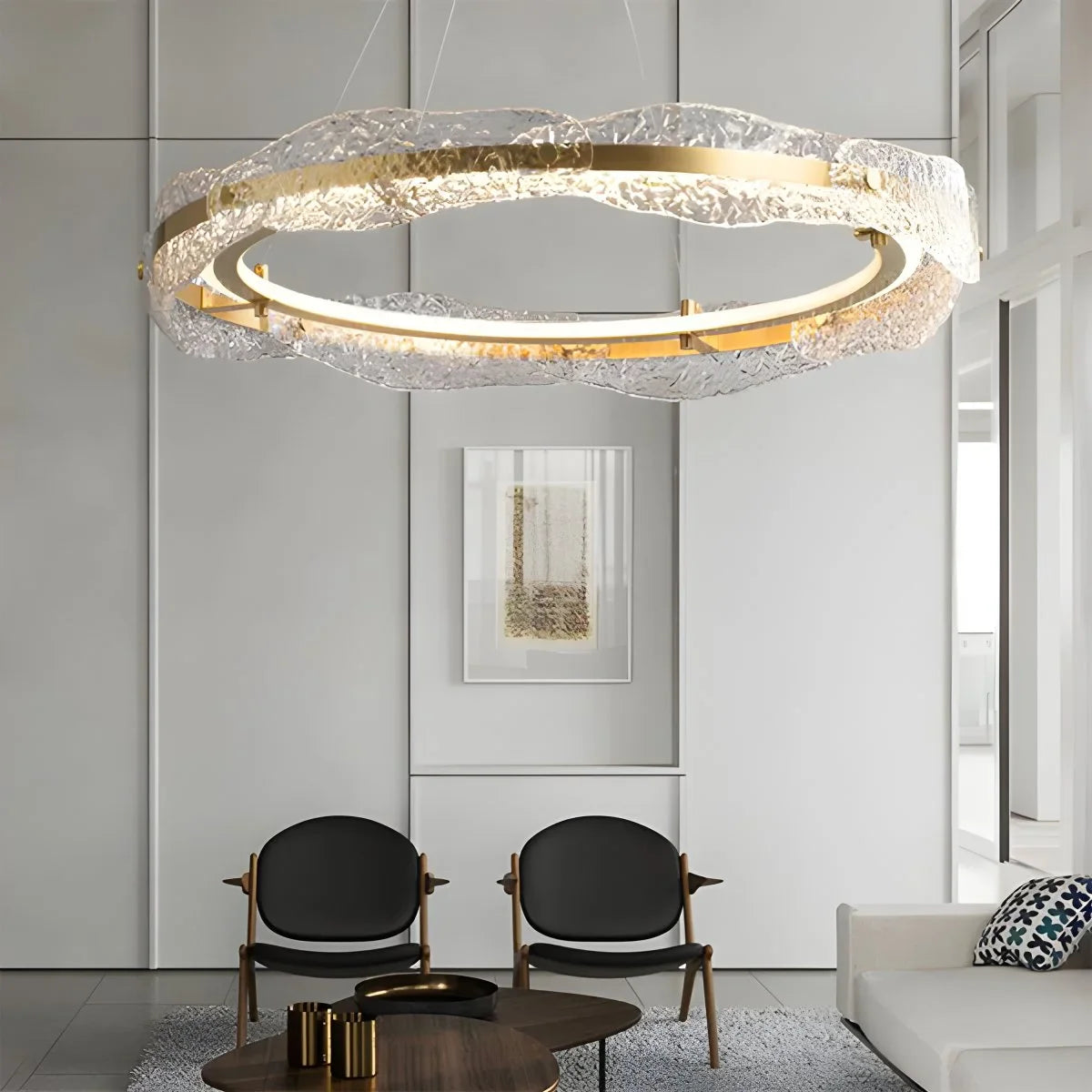 Water Pattern Glass Chandelier for Living Room